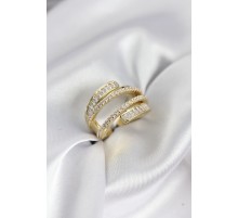 Sarmal Zirkon Baget Taşlı Gold Renk Kadın Yüzük - TJ-BYK3930