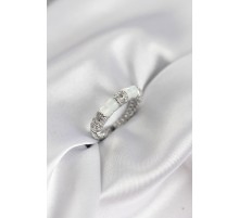 Zirkon Taşlı Kemik Model Gümüş Renk Kadın Yüzük - TJ-BYK3931