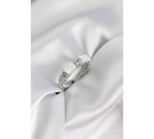 Zirkon Taşlı Kemik Model Gümüş Renk Kadın Yüzük - TJ-BYK3931