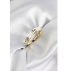 Zirkon Taşlı Kemik Model Gold Renk Kadın Yüzük - TJ-BYK3932