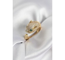 Jaguar Model Gold Renk Zirkon Taşlı Kadın Yüzük - TJ-BYK3934
