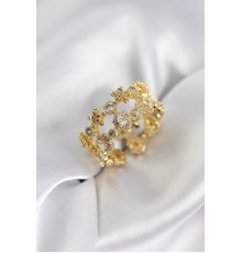 Zirkon Taşlı 2'li Model Gold Renk Kadın Yüzük - TJ-BYK3936