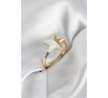 Gold Renk Sedefli Yıldız Model Kadın Yüzük - TJ-BYK3940