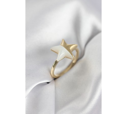 Gold Renk Sedefli Yıldız Model Kadın Yüzük - TJ-BYK3940