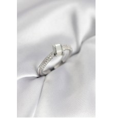 Zirkon Taşlı Sedefli Gümüş Renk Kadın Yüzük - TJ-BYK3941