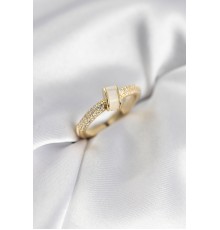 Zirkon Taşlı Sedefli Gold Renk Kadın Yüzük - TJ-BYK3942