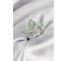 Gümüş Renk Su Yeşili Kelebek Model Zirkon Taşlı Kadın Yüzük - TJ-BYK3947