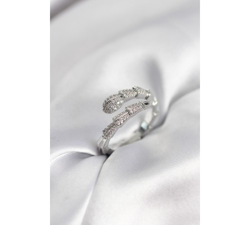 Gümüş Renk Zirkon Taşlı Yılan Model Kadın Yüzük - TJ-BYK3950