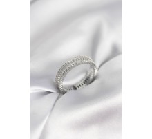 Gümüş Renk Minimal Zirkon Taşlı Kadın Yüzük - TJ-BYK3958