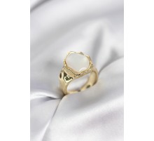 Gold Renk Beyaz Taşlı Vintage Kadın Yüzük - TJ-BYK3964