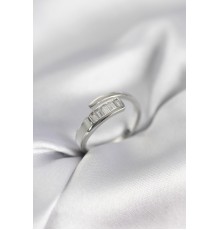 Baget Zirkon Taşlı Gümüş Renk Kadın Yüzük - TJ-BYK3968