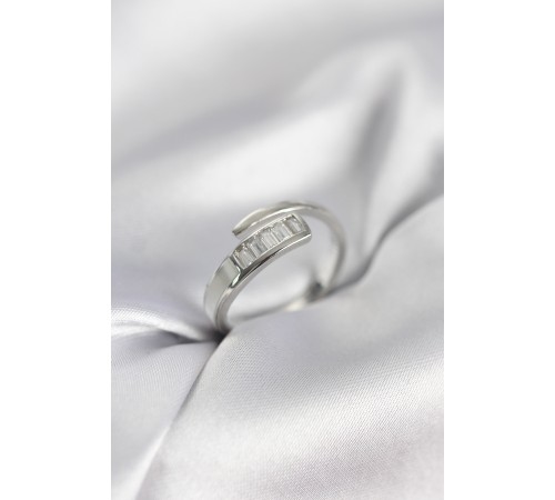 Baget Zirkon Taşlı Gümüş Renk Kadın Yüzük - TJ-BYK3968