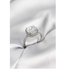 Kare Tek Taş Model Zirkon Taşlı Gümüş Renk Kadın Yüzük - TJ-BYK3969