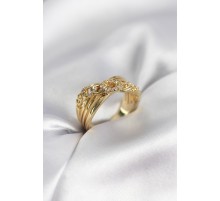 Gold Renk Zirkon Taşlı Zincir Model Kadın Yüzük - TJ-BYK3971