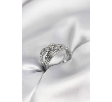 Gümüş Renk Zirkon Taşlı Zincir Model Kadın Yüzük - TJ-BYK3972