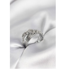 Gümüş Renk Zirkon Taşlı Zincir Model Kadın Yüzük - TJ-BYK3972