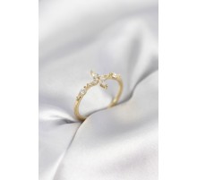 Yıldız Model Zirkon Taşlı Gold Renk Kadın Yüzük - TJ-BYK3973