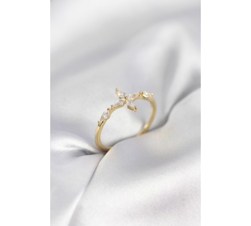 Yıldız Model Zirkon Taşlı Gold Renk Kadın Yüzük - TJ-BYK3973