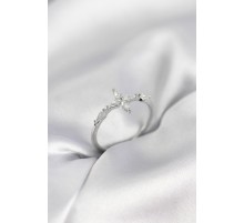 Yıldız Model Zirkon Taşlı Gümüş Renk Kadın Yüzük - TJ-BYK3974