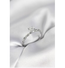 Gümüş Renk Sarmal Zincir Model Tek Taş Model Zirkon Taşlı Kadın Yüzük - TJ-BYK3976