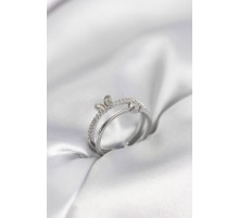 Gümüş Renk 2'li Zirkon Taşlı Kelebek Model Kadın Yüzük - TJ-BYK3978