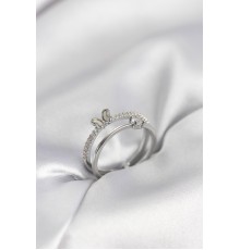 Gümüş Renk 2'li Zirkon Taşlı Kelebek Model Kadın Yüzük - TJ-BYK3978