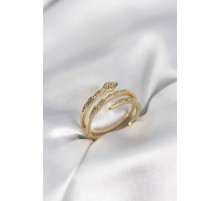 Yılan Model Gold Renk Zirkon Taşlı Kadın Yüzük - TJ-BYK3979