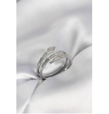 Yılan Model Gümüş Renk Zirkon Taşlı Kadın Yüzük - TJ-BYK3980