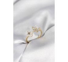 Gold Renk Sedefli Çiçek Model Kadın Yüzük - TJ-BYK3981