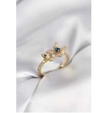 Gold Renk Çiçek Model Zirkon Taşlı Kadın Yüzük - TJ-BYK3983