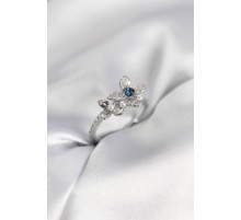 Gümüş Renk Çiçek Model Zirkon Taşlı Kadın Yüzük - TJ-BYK3984