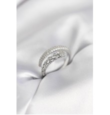 Gümüş Renk Zirkon Taşlı Sarmal Kadın Yüzük - TJ-BYK3986