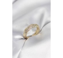 Zirkon Taşlı Puntalı Gold Renk Kadın Yüzük - TJ-BYK3987