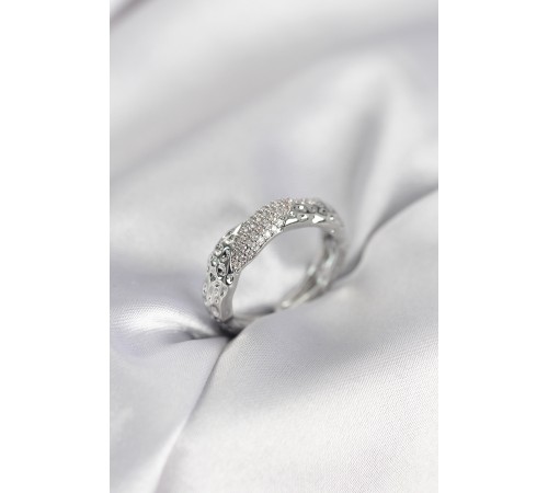 Zirkon Taşlı Puntalı Gümüş Renk Kadın Yüzük - TJ-BYK3988