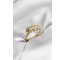 Yılan Model Gold Renk Zirkon Taşlı Kadın Yüzük - TJ-BYK3989