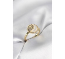 Ay Yıldız Model Gold Renk Zirkon Taşlı Kadın Yüzük - TJ-BYK3995