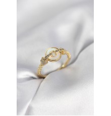 Gold Renk Daire Form Sedef ve Zirkon Taşlı Kadın Yüzük - TJ-BYK4003