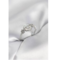 Gümüş Renk Daire Form Sedef ve Zirkon Taşlı Kadın Yüzük - TJ-BYK4004