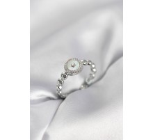 Gümüş Renk Sedefli Yıldız Model Zirkon Taşlı Kadın Yüzük - TJ-BYK4008