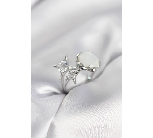 Gümüş Renk Kutup Yıldızı Model Kadın Yüzük - TJ-BYK4010