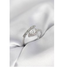 Yılan Model Gümüş Renk Zirkon Taşlı Kadın Yüzük - TJ-BYK4012