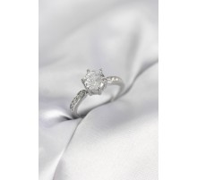 Zirkon Taşlı Tek Taş Model Gümüş Renk Kadın Yüzük - TJ-BYK4021