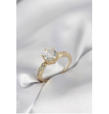 Zirkon Taşlı Tek Taş Model Gold Renk Kadın Yüzük - TJ-BYK4022