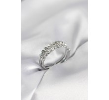 Gümüş Renk Başak Model Zirkon Taşlı Kadın Yüzük - TJ-BYK4023