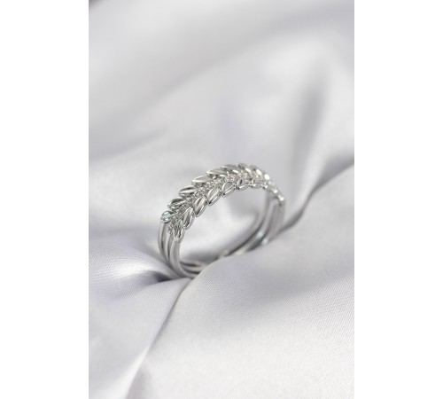 Gümüş Renk Başak Model Zirkon Taşlı Kadın Yüzük - TJ-BYK4023