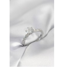 Gümüş Renk Zirkon Taşlı Tek Taş Model Kadın Yüzük - TJ-BYK4025