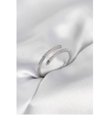 Gümüş Renk Yılan Kuyruk Model Zirkon Taşlı Kadın Yüzük - TJ-BYK4027