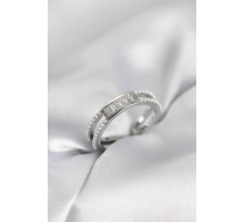 Baget Zirkon Taşlı Gümüş Renk İncili Kadın Yüzük - TJ-BYK4031