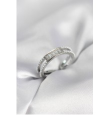 Baget Zirkon Taşlı Gümüş Renk İncili Kadın Yüzük - TJ-BYK4031