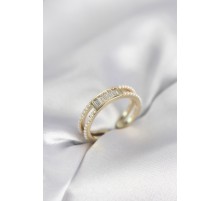 Baget Zirkon Taşlı Gold Renk İncili Kadın Yüzük - TJ-BYK4032